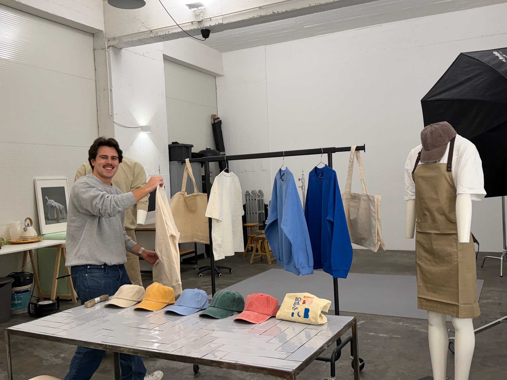 Apresentação da seleção de produtos e cores para a Bobalé Bakehouse