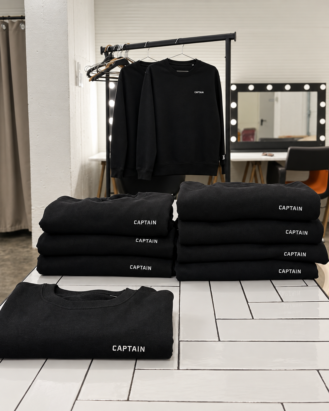 Peças bordadas para o cliente BOOL, preparadas para entrega